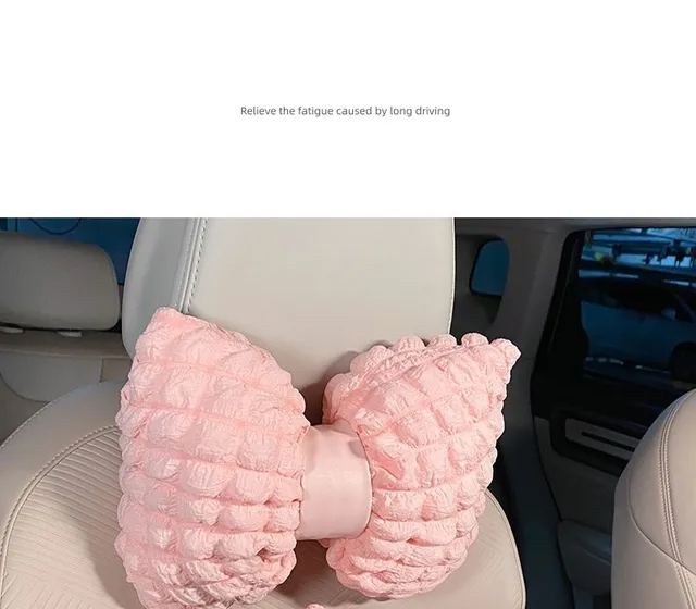 Pink Bow Car Lumbar Support Headrest Neck Pillow Cute Car Seat Universal  Neck Pillow for Girls Lumbar Pillow Car Accessories