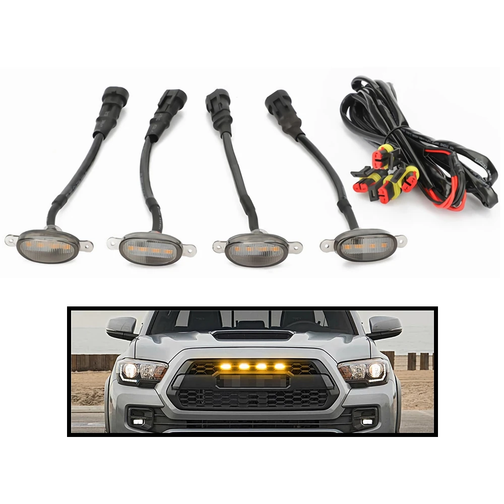 1 Set 4*4 LED 12V Radiator Grille Running Lights For Modify Offroad