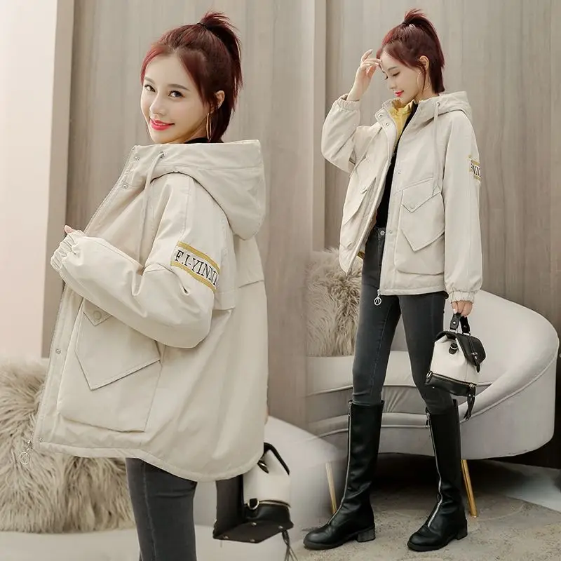 2023 Winter Coat Women New Fashion Kpop Fleece Coat Versatile Thickened Hooded Clothes