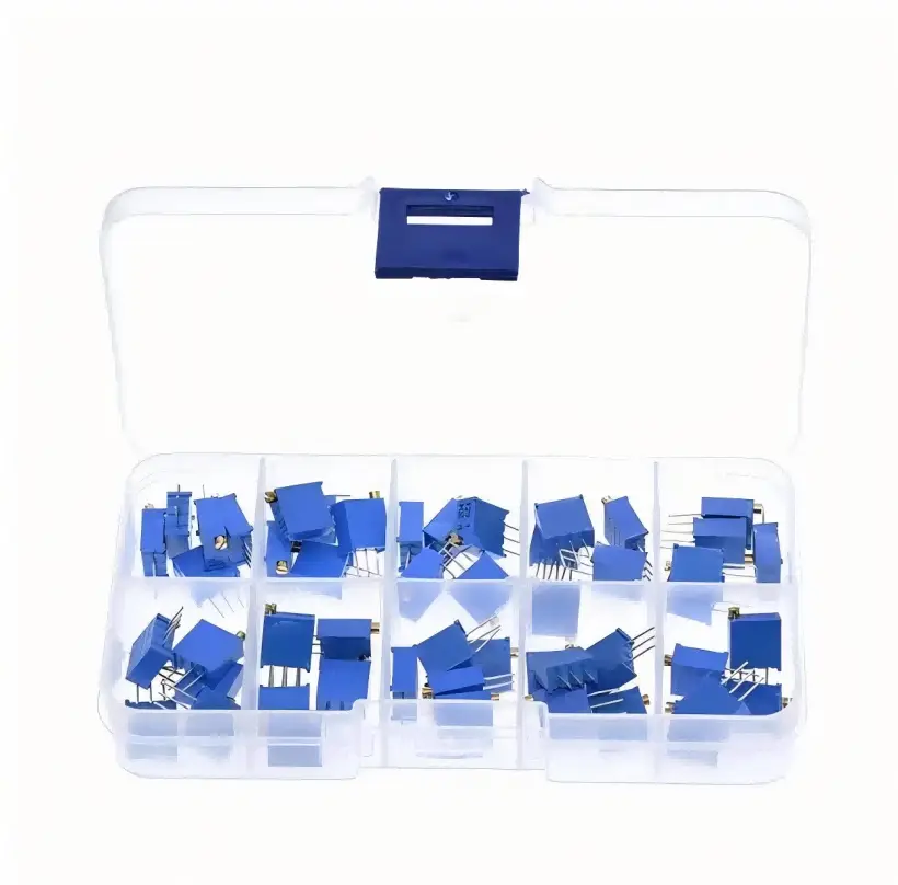 50pcs/Box 3296W Multiturn Trimmer Potentiometer Kit High Precision 3296 Variable Resistor With Free Box electronic Diy Kit image 4