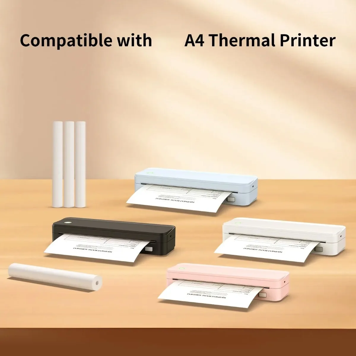 A4 Quick-dry Thermal Paper (210mm/8.27"width/6.5m Long,Φ1.18") for Portable Printer,thicker Brighter Clearer 1Roll=25 Sheets