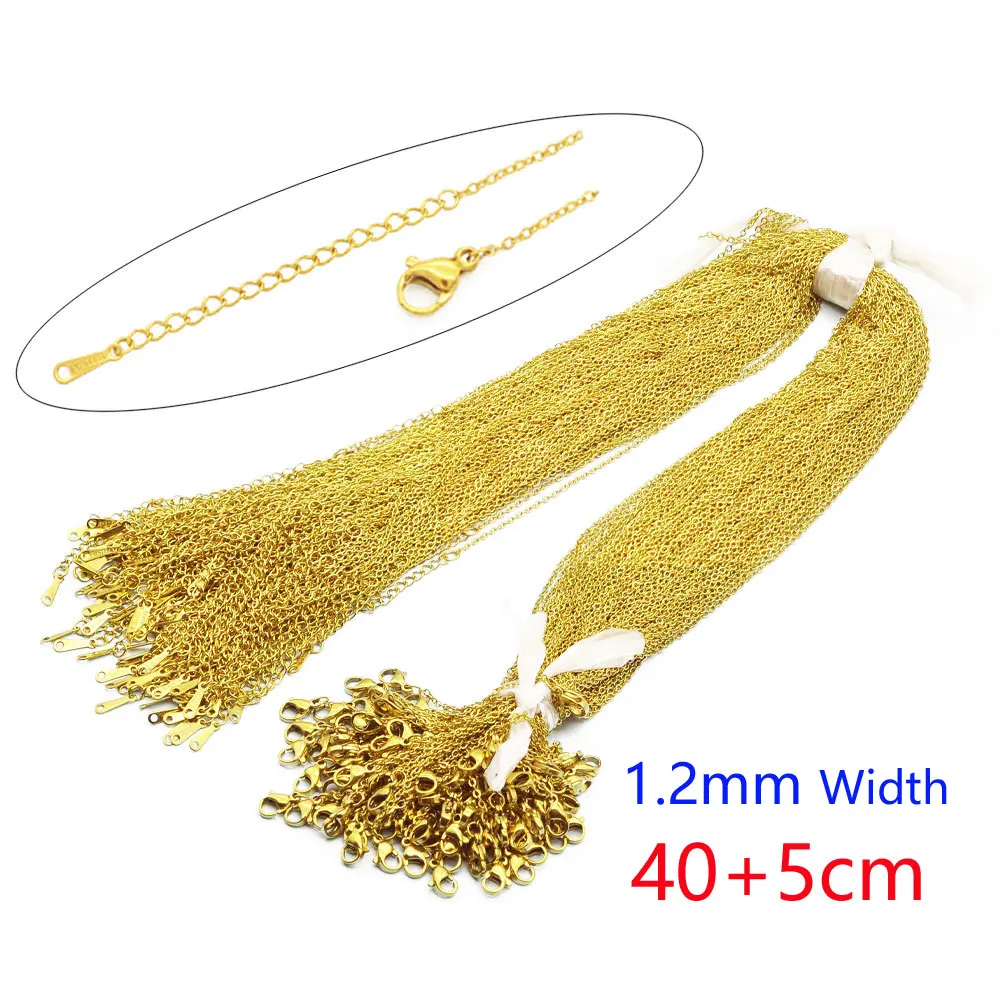 Collar de cadena de eslabones de acero inoxidable 100 para mujer, Color dorado, 45-50cm, 304 unidades/lote, venta al por mayor