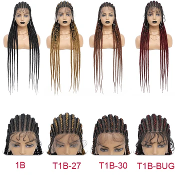 36 Inches Full Lace Box Braided Wig Cornrow Braids Lace Wigs Synthetic 360 Knotless Box Braids