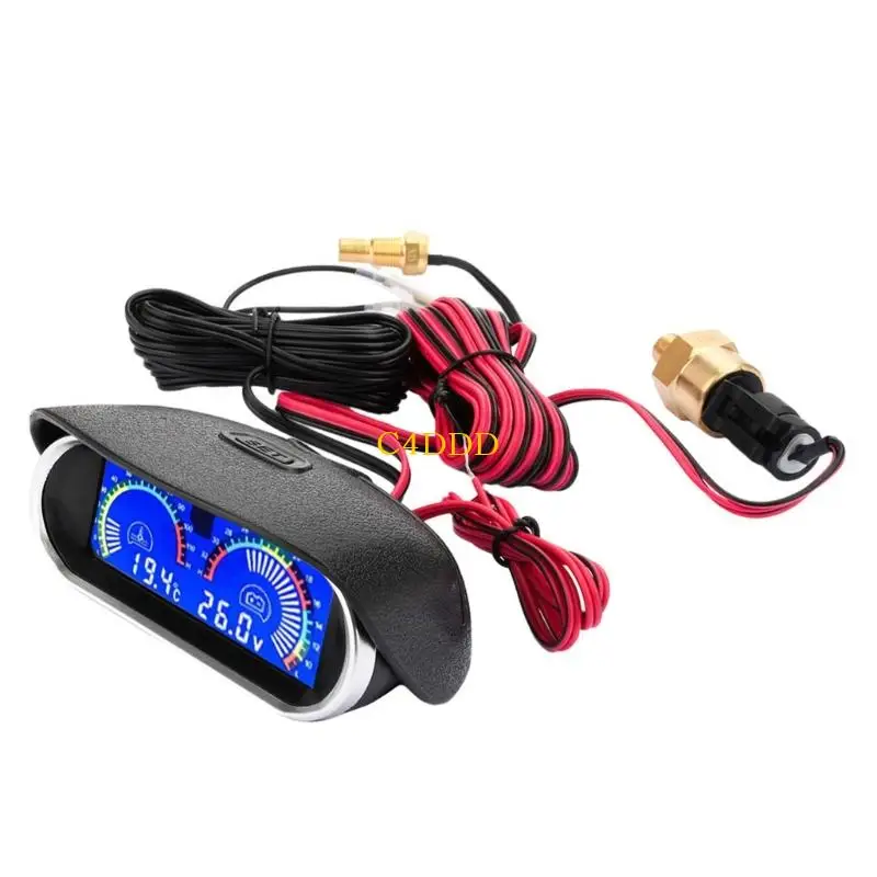 수온 및 자동차 전압 모니터링을 위한 C4DD 12V 24V LCD 디스플레이 게이지