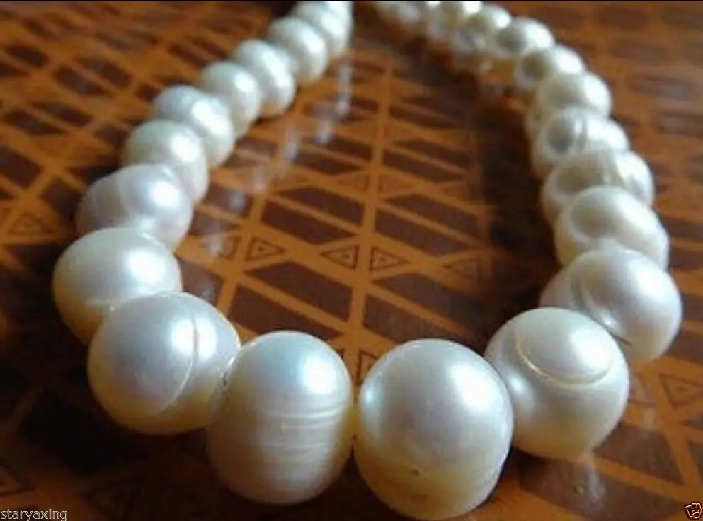 Free shipping Natural 12-13MM SOUTH SEA GENUINE WHITE BAROQUE PEARL NECKLACE 18