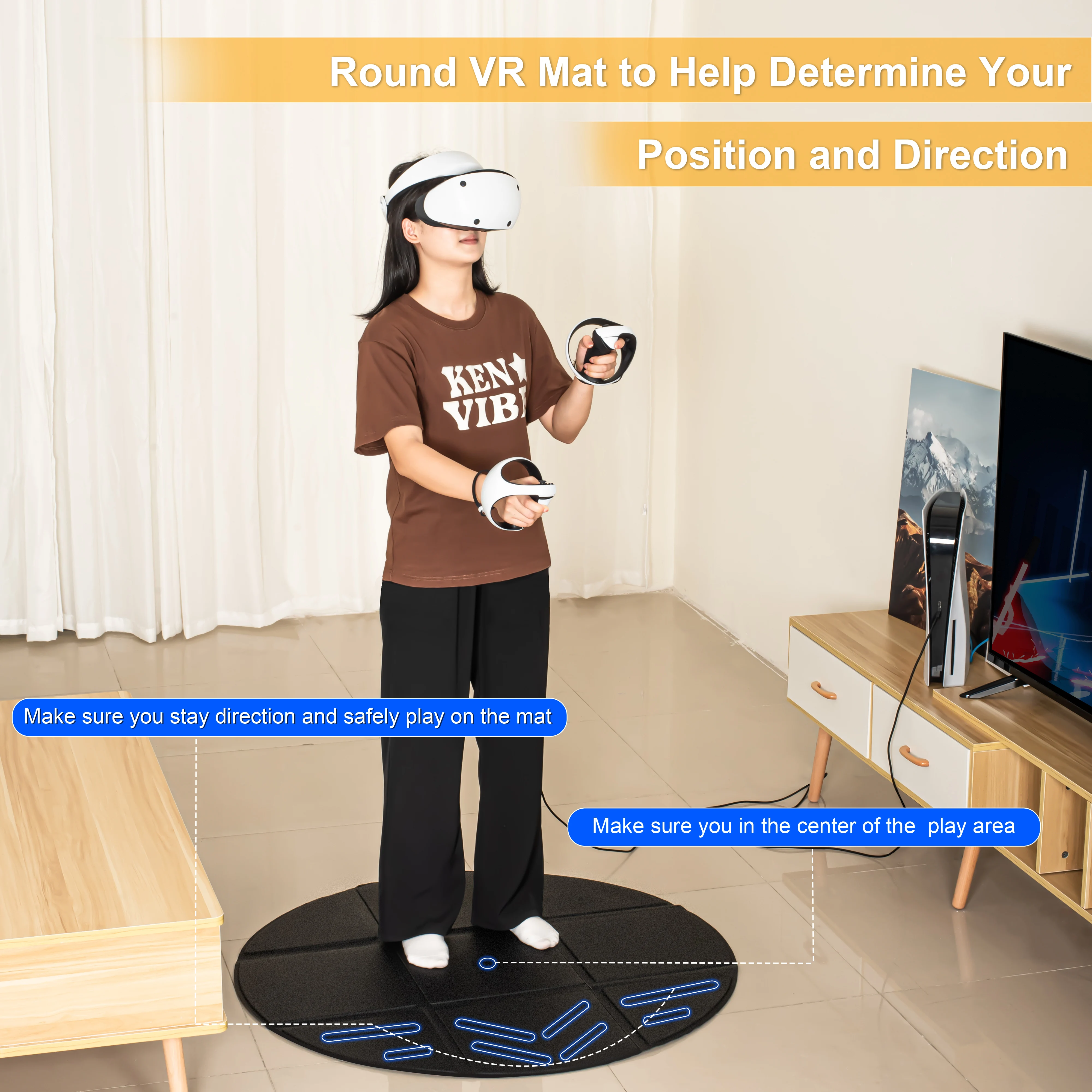 Meta Quest 3/PICO 4 VR 게임용 범용 스포츠 바닥 매트 미끄럼 방지 PU 댄스 매트 시뮬레이션 공간 보호 매트 액세서리