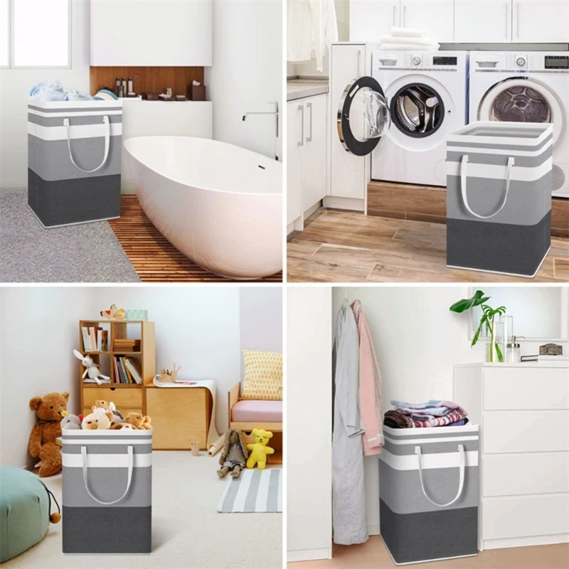

Large Foldable Laundry Basket Bag Waterproof Clothes Hamper with Extended Handle
