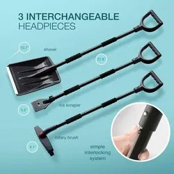 3 em 1 pá de neve conjunto com escova multifuncional ergonômico durável aço inoxidável retrátil ferramentas de limpeza do jardim