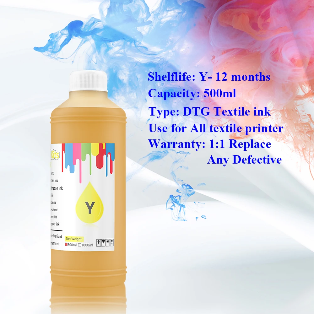 5 color x 500ml Textile Ink DTG for Epson L1800 L800 R330 1390 1400 1410 R1900 7880 9880 DX4 DX5 DX6 DX7 Printhead & DTG Printer