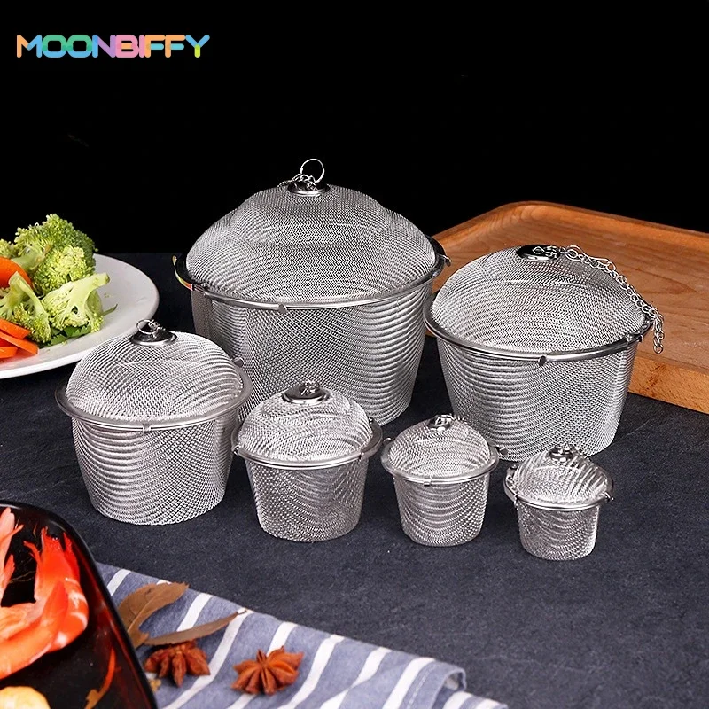 

304 Stainless Steel Net Tea Strainers, Seasoning Hot Pot, Soup Bag, Stew Meat, Seasoning Brine, Spice Box, Teaware Tea Strainers