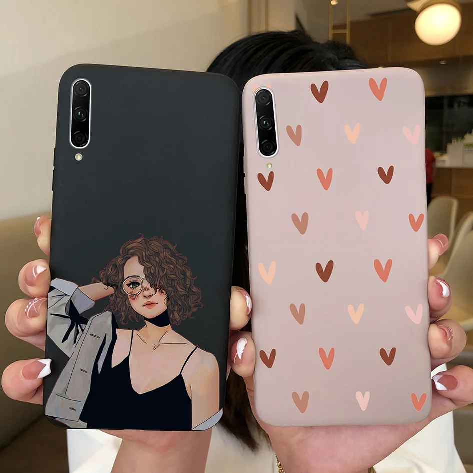 Fashionable Matte Silicone Phone Case - Cute Girl with Flower & Butterfly Design - 6.59
