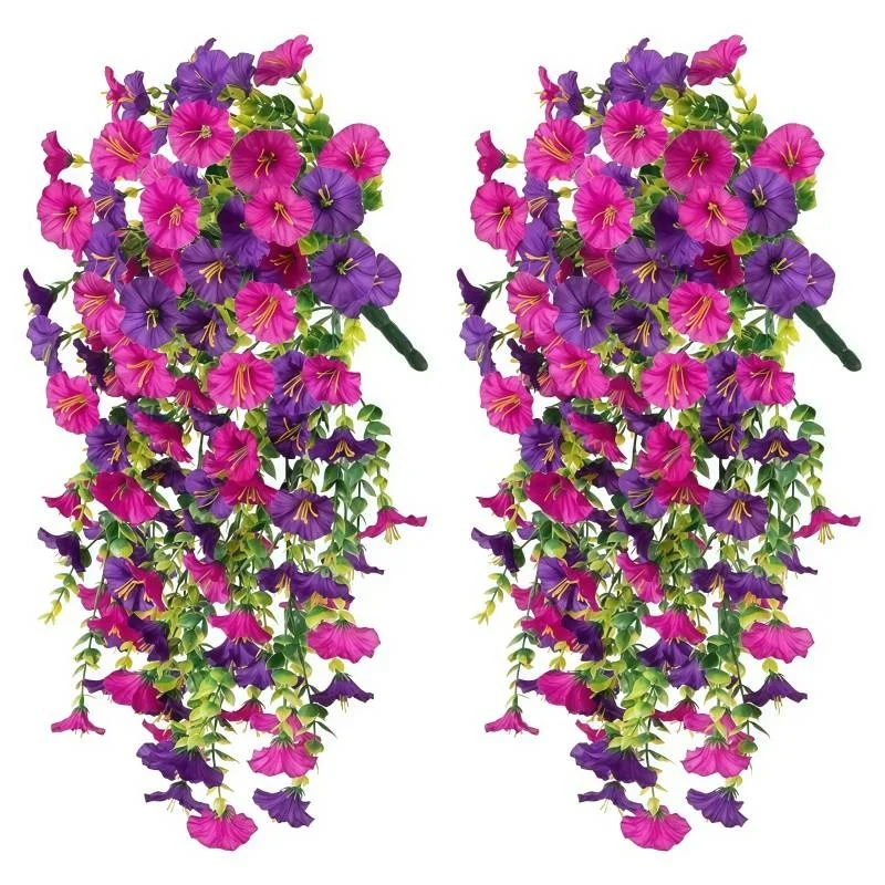2PCS UV-Resistant Artificial Morning Glory & Eucalyptus Hanging Decor 12 Sd19ed4cb17364642b39e34078b485280l