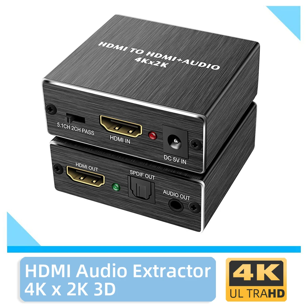 4K Hdmi Audio Converter Extractor Ottico Toslink Spdif Splitter 5.1 Per Xiaomi Tv Ps4 Xbox Amplificatore Audio Switch To Monitor