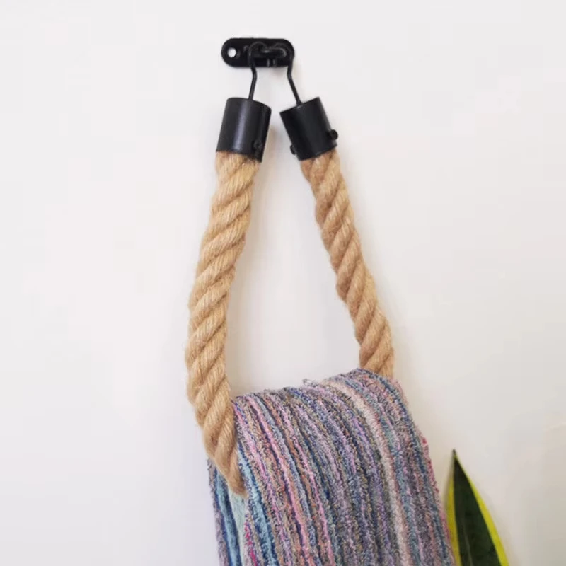 Toilet Tissue Roll Holder Creative Retro Paper Towel Ring For Household Storage Rack Self-Adhesive Wall Mounted Hanging Rope