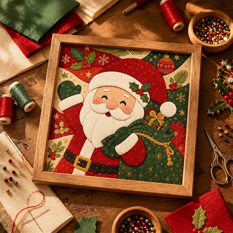 Holiday Fabric Art Painting Kit - DIY No-Sew Mosaic Craft