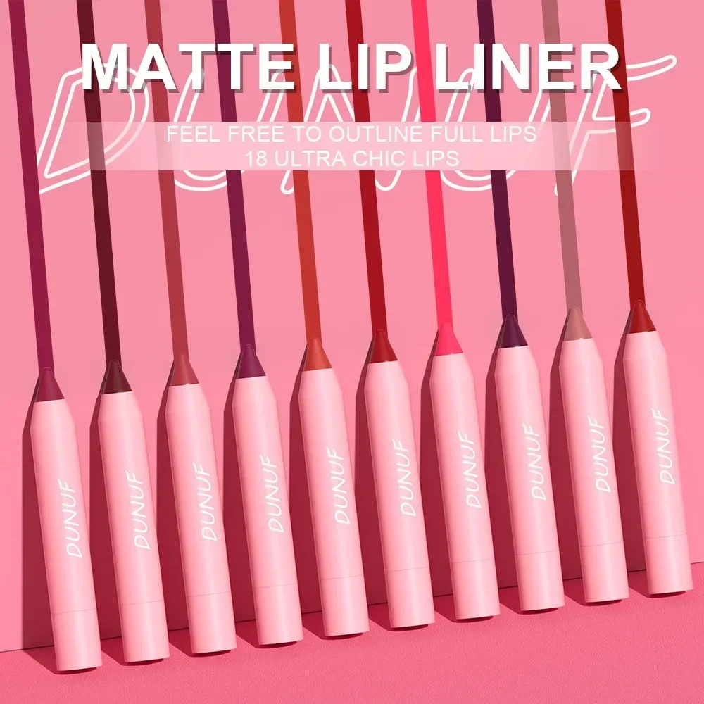 18 Color Matte Lipstick Pen Waterproof Lasting Nude Brown Lip Liner Pencil Red Lip Contour Tint Lip Contouring Cosmetic Makeup 2