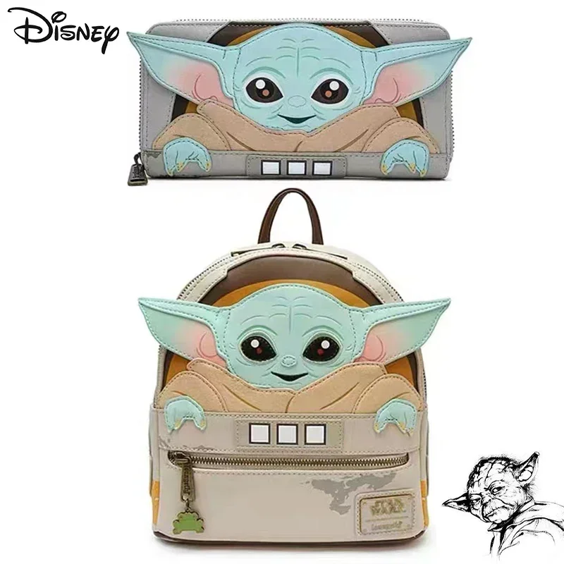 Original Loungefly Disney Stars Wars Baby Yoda Zaini Cute Master Yoda Portafoglio Mandalorian Travel Pu Zaini Donna In Pelle