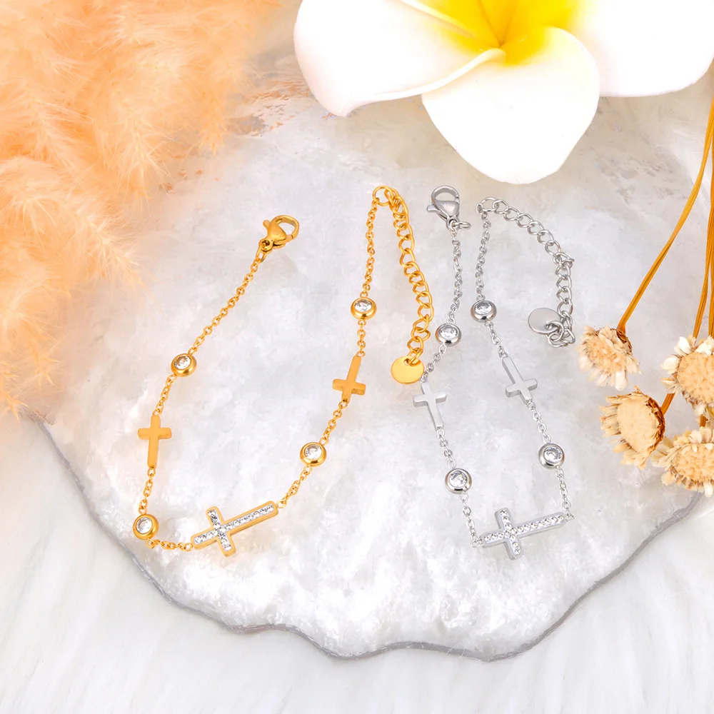 JeeMango Bohemia Butterfly Crystal Charm Mädchen-Armband aus Edelstahl mit CZ-Gliedern und Kette als Weihnachtsgeschenk B19040 – Detail 4
