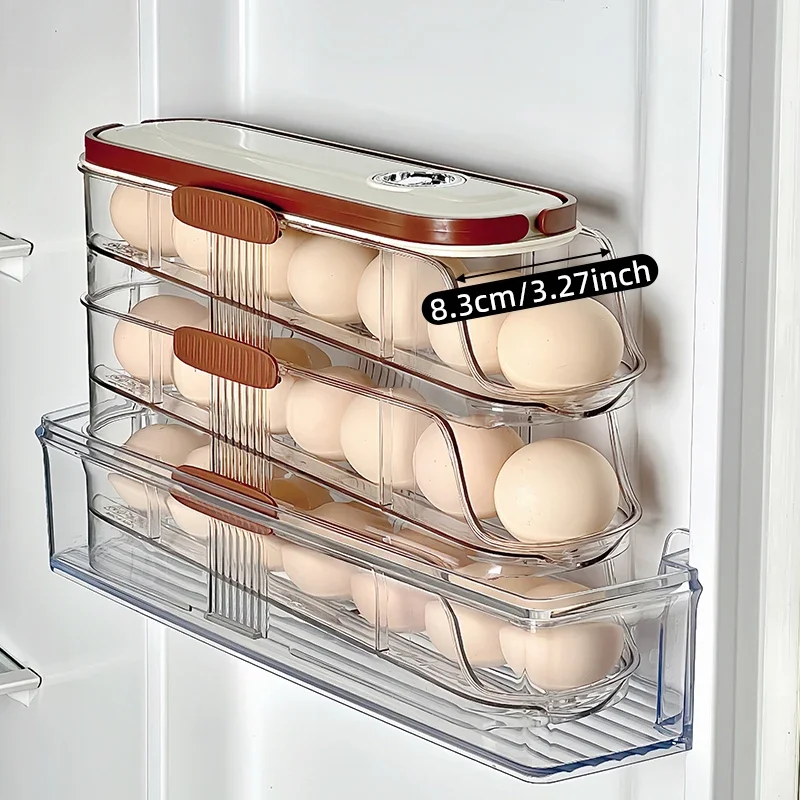 1 piece, egg storage box, automatic rolling refrigerator egg rack storage, hand-held egg refrigerator side door storagerack 2