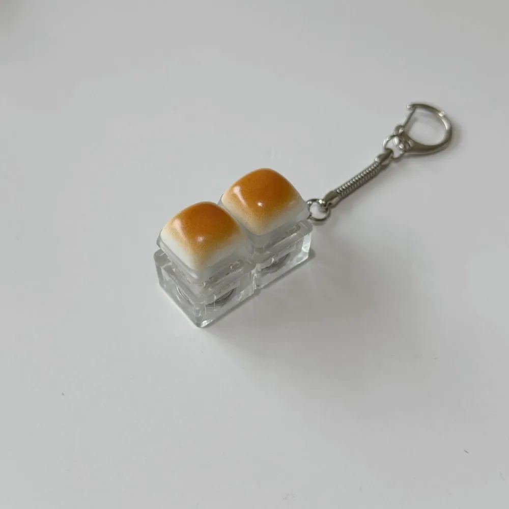 Kreativer Brot-Tastatur-Schlüsselanhänger, mechanische Tastatur, Dekompressionsspielzeug, Schlüsselring, Taschenanhänger, weicher Finger-Button-Schlüsselanhänger – Detail 6