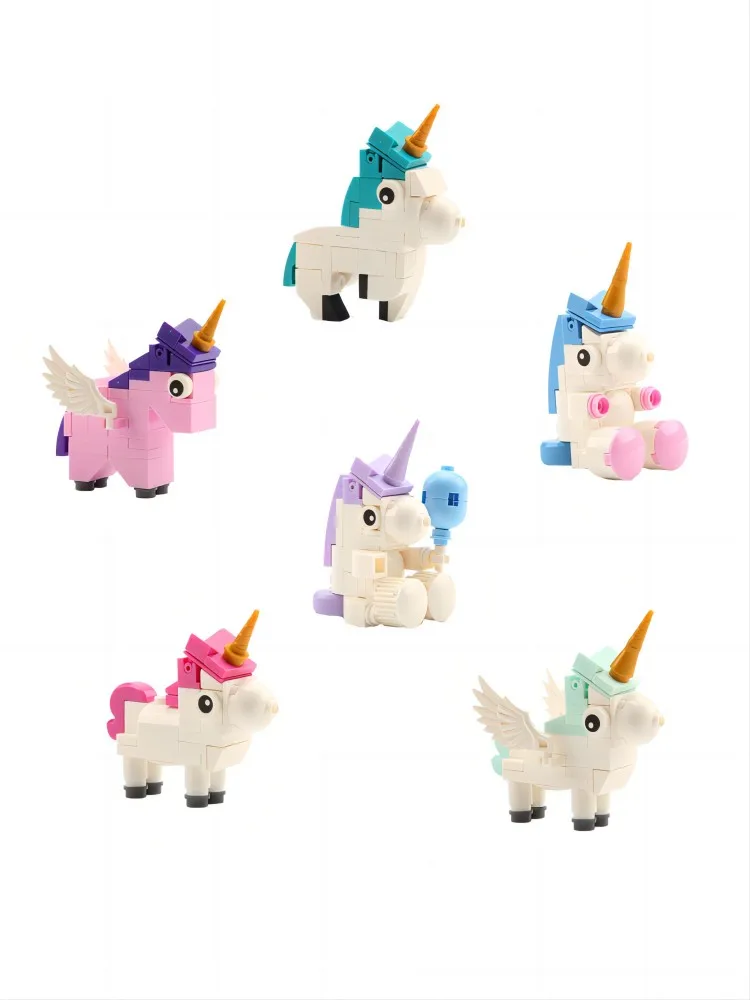 

DIY Self-assembly Educational Toys 6-in-1 Unicorn Bricks for Girls Building Blocks Toys Cute Desk Decoration Unicorn Brick Toys