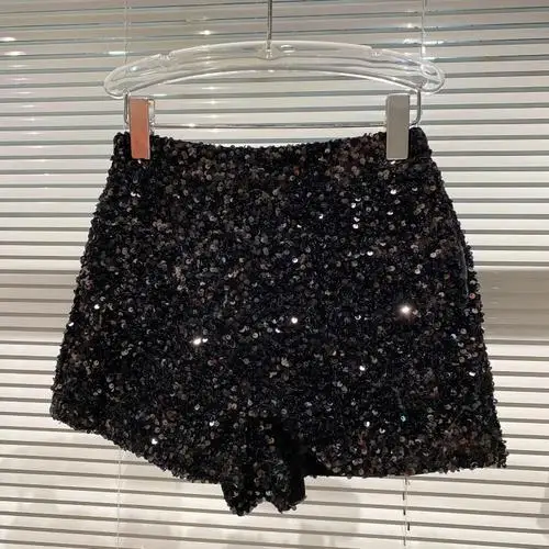 winter dresses for women 2022 New Spring and Autumn Black Velvet Shorts Women Sequined Shiny Versatile Short Pants Clubwear Shorts Hot Pants High Street burberry shorts Shorts