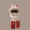 Winter new Firefox ears warm furry skiing scarf gloves one-piece hat children 1