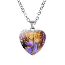  Disney Anime Movie Encanto Cartoon Time Gem Heart Pendant Necklace Encanto Kawaii Pendant Kpop Fashion Jewelry Kids Gift Toys 