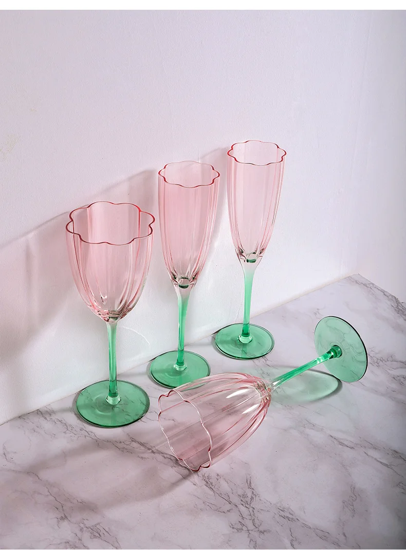 Colorful Glass Wine Glasses Champagne Whiskey Cups Vintage Luxury