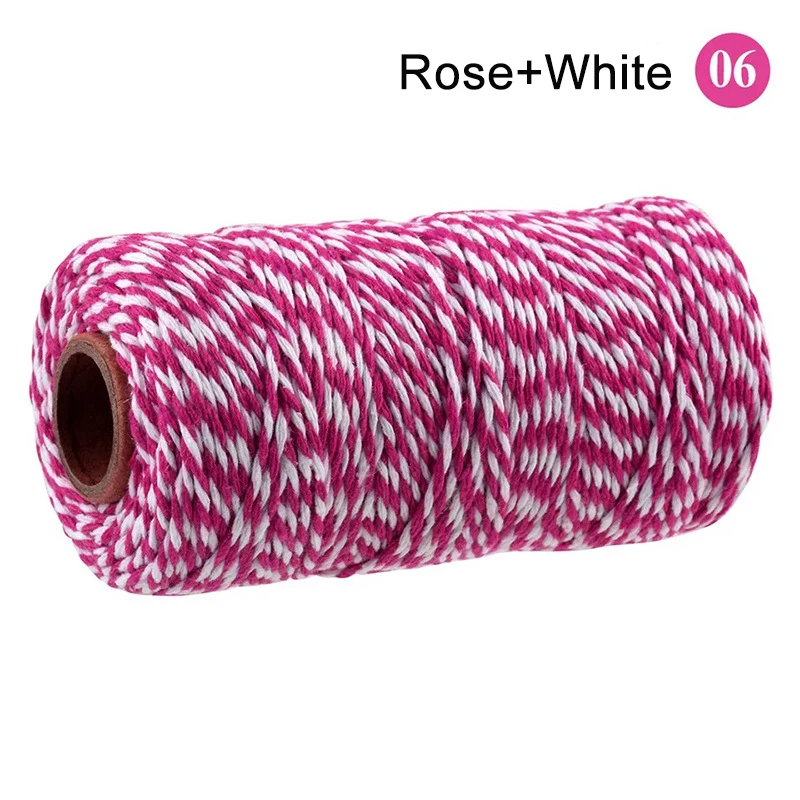 100M/Roll Cotton Bakers Twine String Cord Rope Two-color Cotton Craft Twine Home Textile Gift Packaging Christmas Wedding Decor 