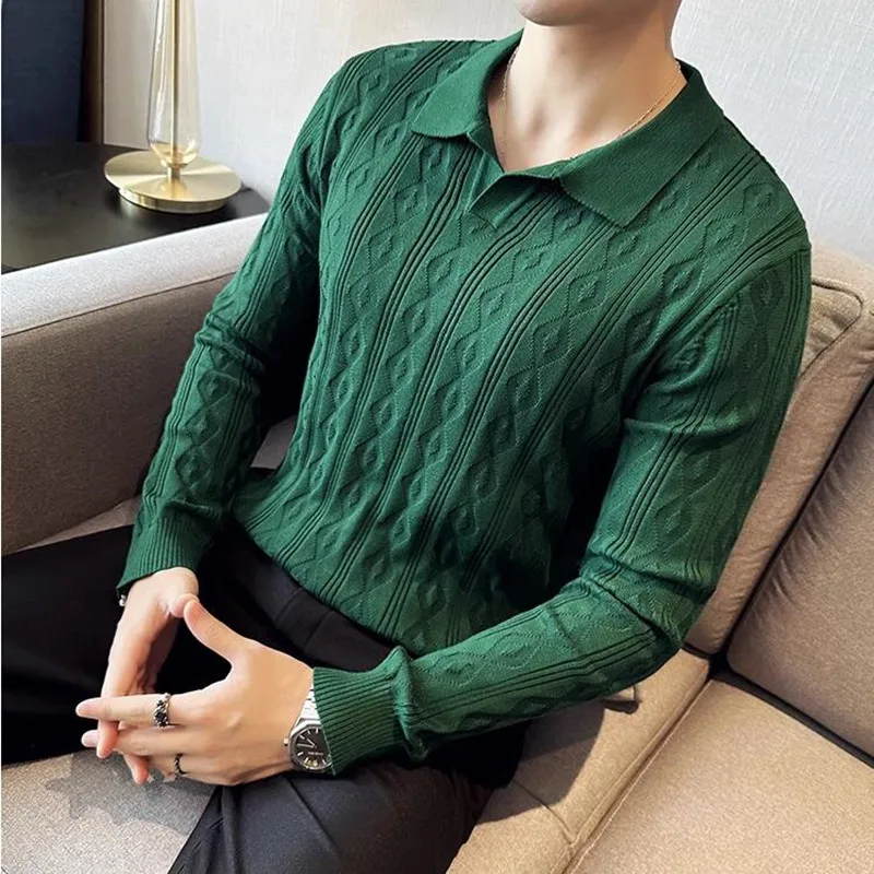 Men Autumn and Winter High Quality Warm Knit Sweaters/Male Slim Fit Fashion V-neck Long Sleeve Knit Pullover/Man Casual Sweater