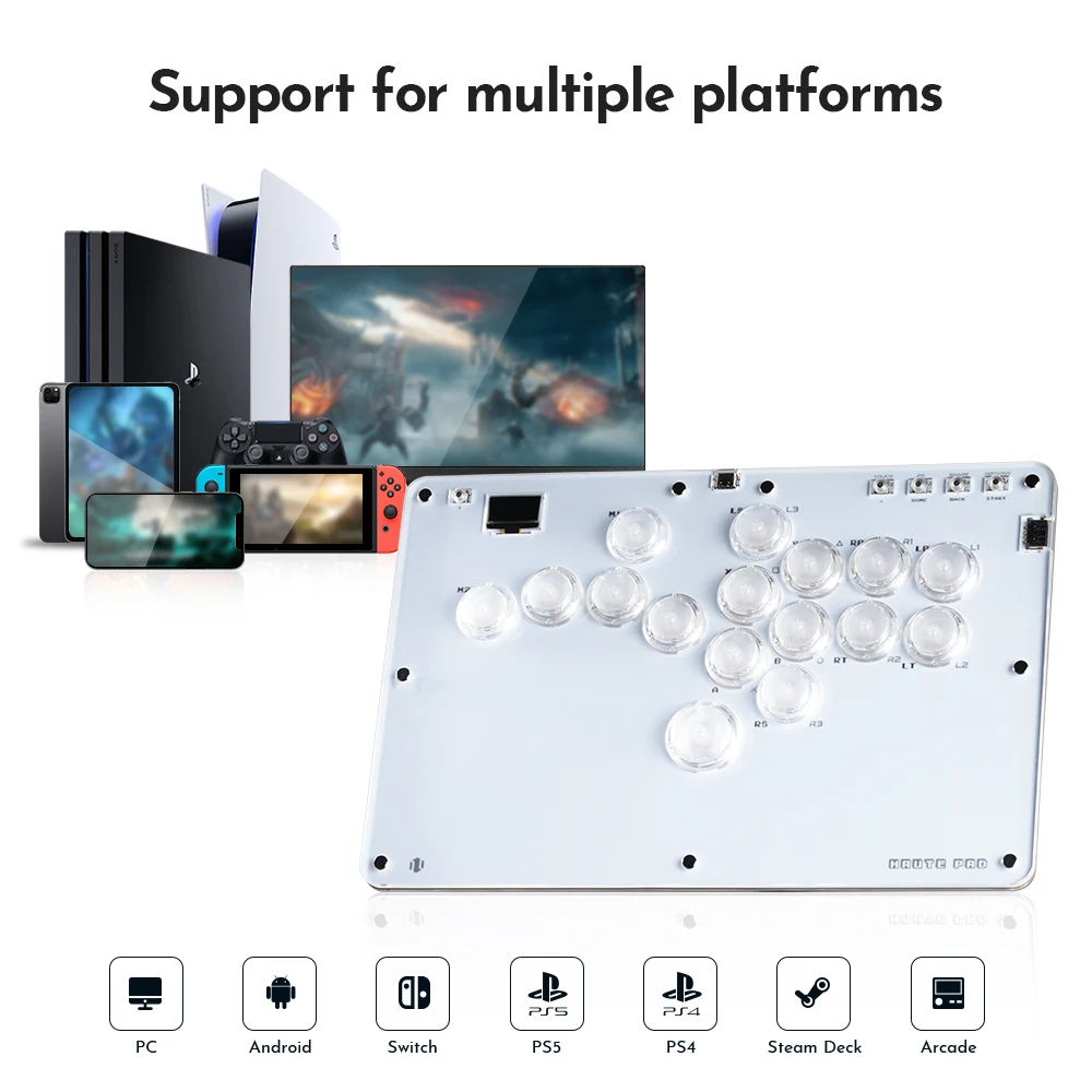 Haute42 Joystick Arcade Hitbox Controller Button Rim leverless Arcade Stick Controller For PC/ Ps4 / ps5/Steam Fightstick Arcade