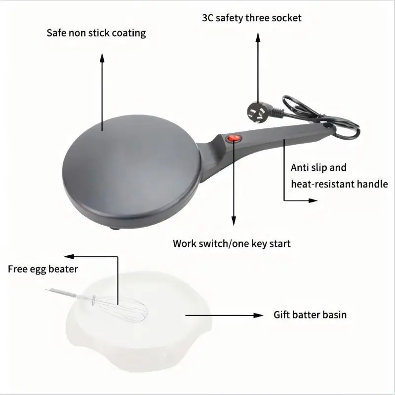 Electric Crepe Maker Machine Pancake Baking Pan Cake Household Waffle Machine Non-Stick Griddle Chinese Spring Roll Cooking 4