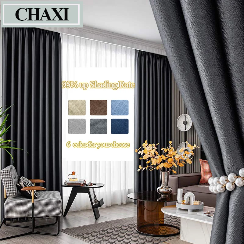 

CHAXI Blackout Curtain Blinds Solid Thermal Insulated Window Cortinas Treatment Drapes for Living Room Draperies for Bedroom