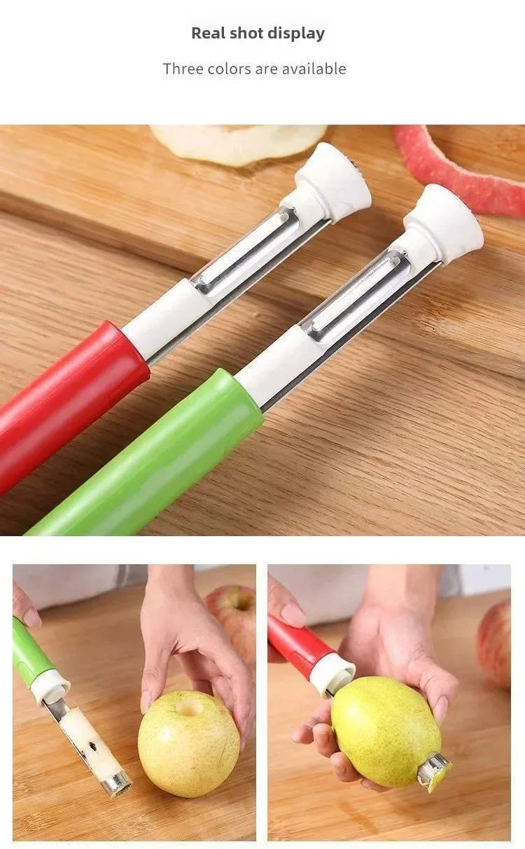 2025 New 2 in 1 Apple Peeler Telescopic Stainless Steel Apple Core Remover Fruit Corer Apple Seed Remover Kitchen Gadgets Tool