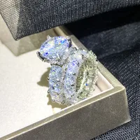 2pcs Bridal Set Elegant rings for Women 925 Sliver Wedding Engagement fashion Jewelry With Full Shiny Zircon female ring 1