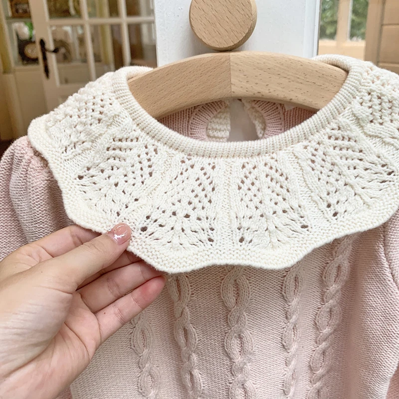 Pull Col Roulé Fille Enfant - Chandail Manches Longues Doux Avec Dentelle Et Nœud Papillon