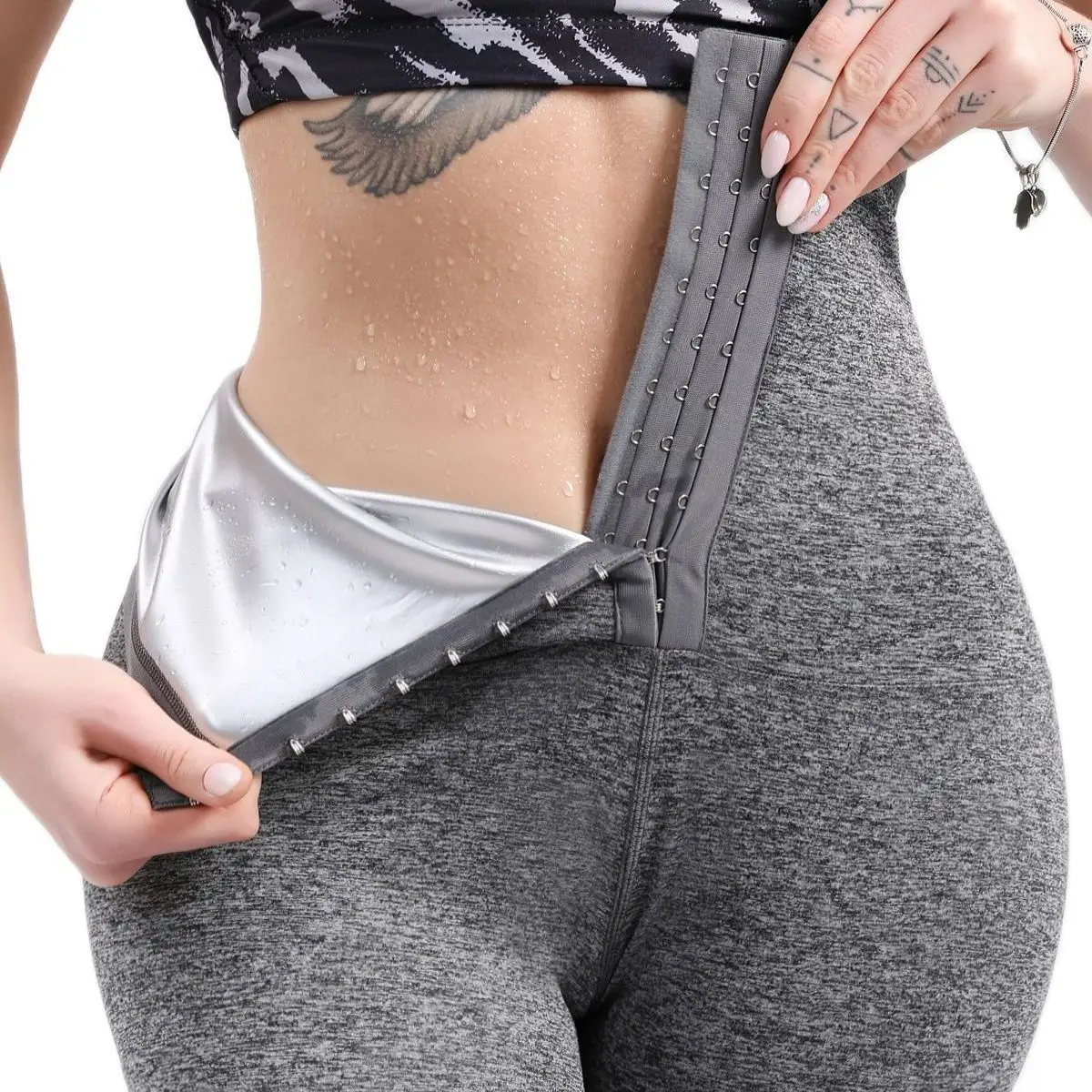 Femmes Thermo Body Shaper Minceur Pantalon Argent Revêtement Perte De Poids  Taille