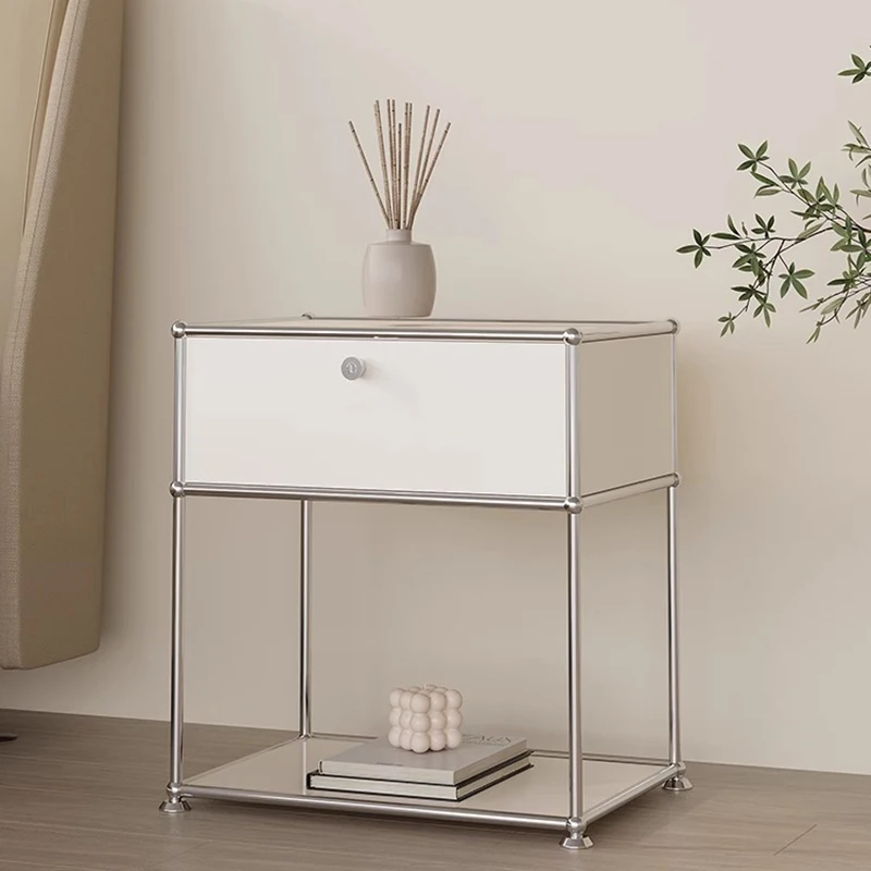 Luxury Modern Bedside Table Drawers Metal Nordic Storage Bedside Table White Home Living Room Bedroom Furniture