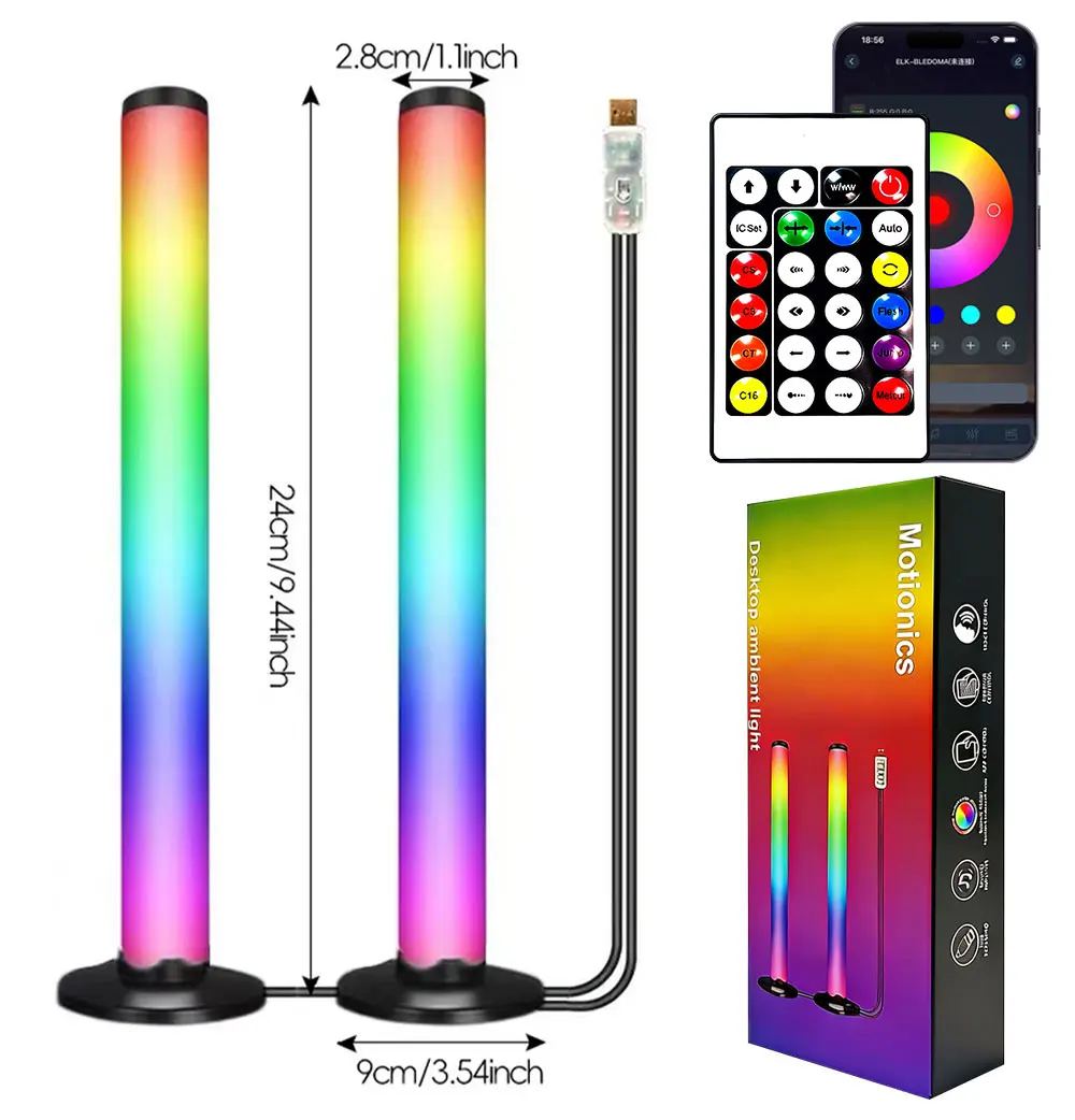 25CM Smart RGB LED Ambient Light Bar USB Powered – Bluetooth App Control, Sound Activated Music Sync Lighting for Gaming PC, Desktop & Party