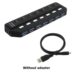 High - Speed 7 - Port USB 3.0 Hub with Power Adapter and Extended Cable (Without adapter)