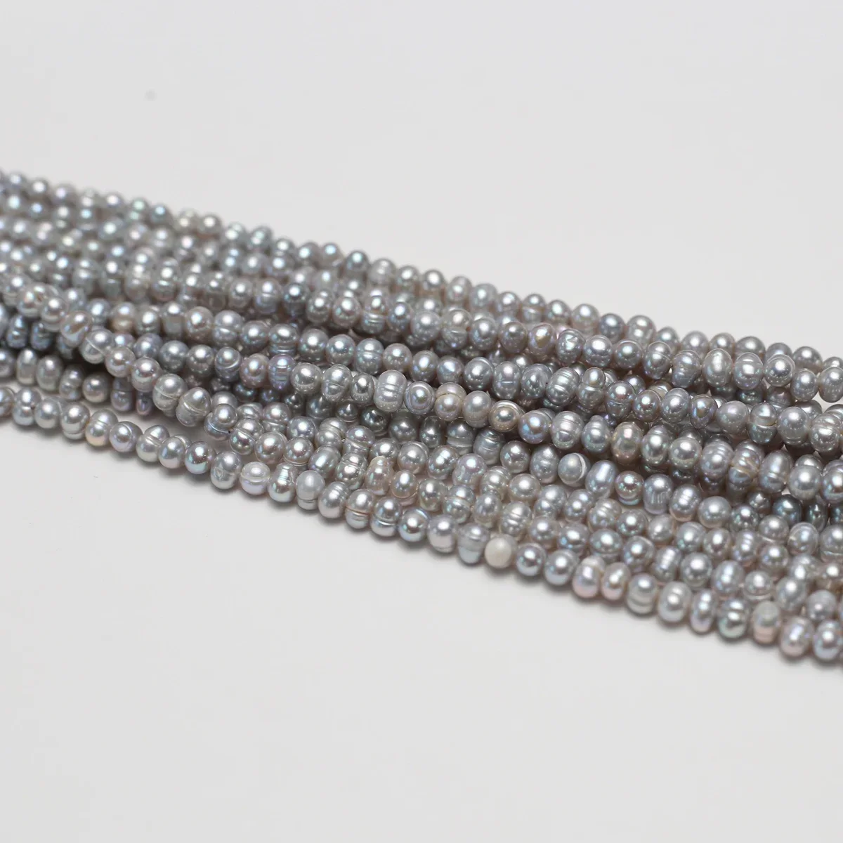 3-4mm AAAA 천연 담수 진주 회색 타원형 비즈 반짝이는 보석 DIY 목걸이 팔찌 액세서리 웨딩 선물 여성용