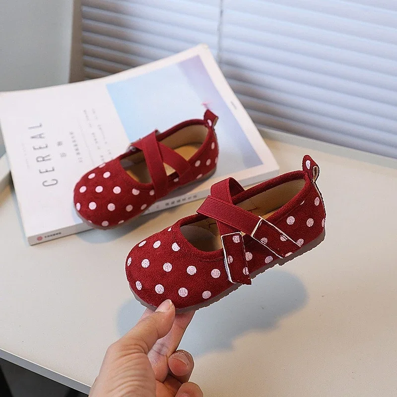 Leather Ballet Flat Shoes for Kids Girls