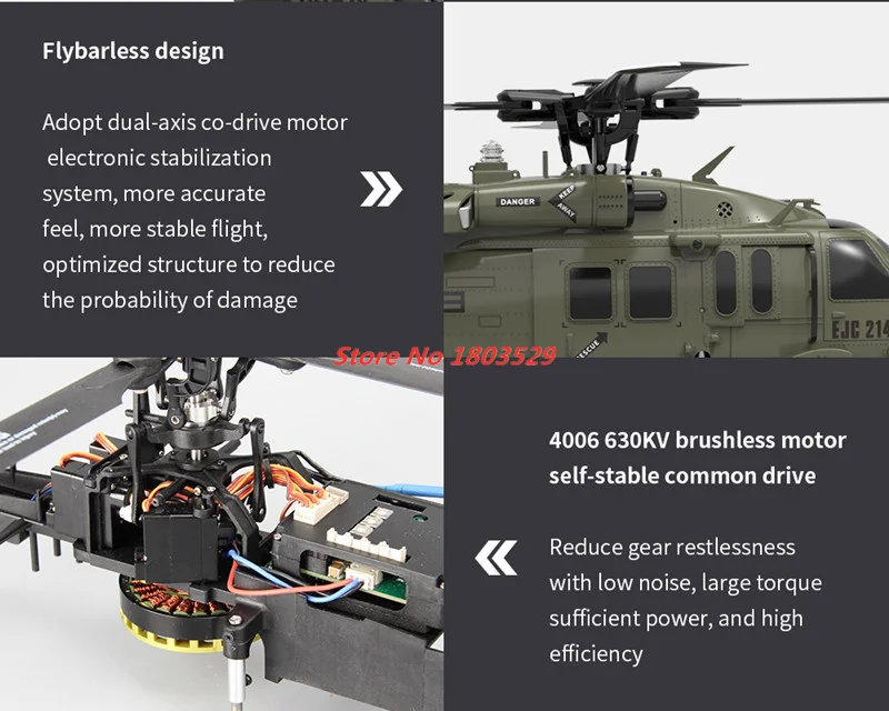 large remote control helicopter for adults Professional 6-Axis1:47 Scale UH60-Black Hawk Dual Brushless Motor RC Helicopter With LCD Screen 42CM Large Size CNC Rotor Head helicopter toy remote control