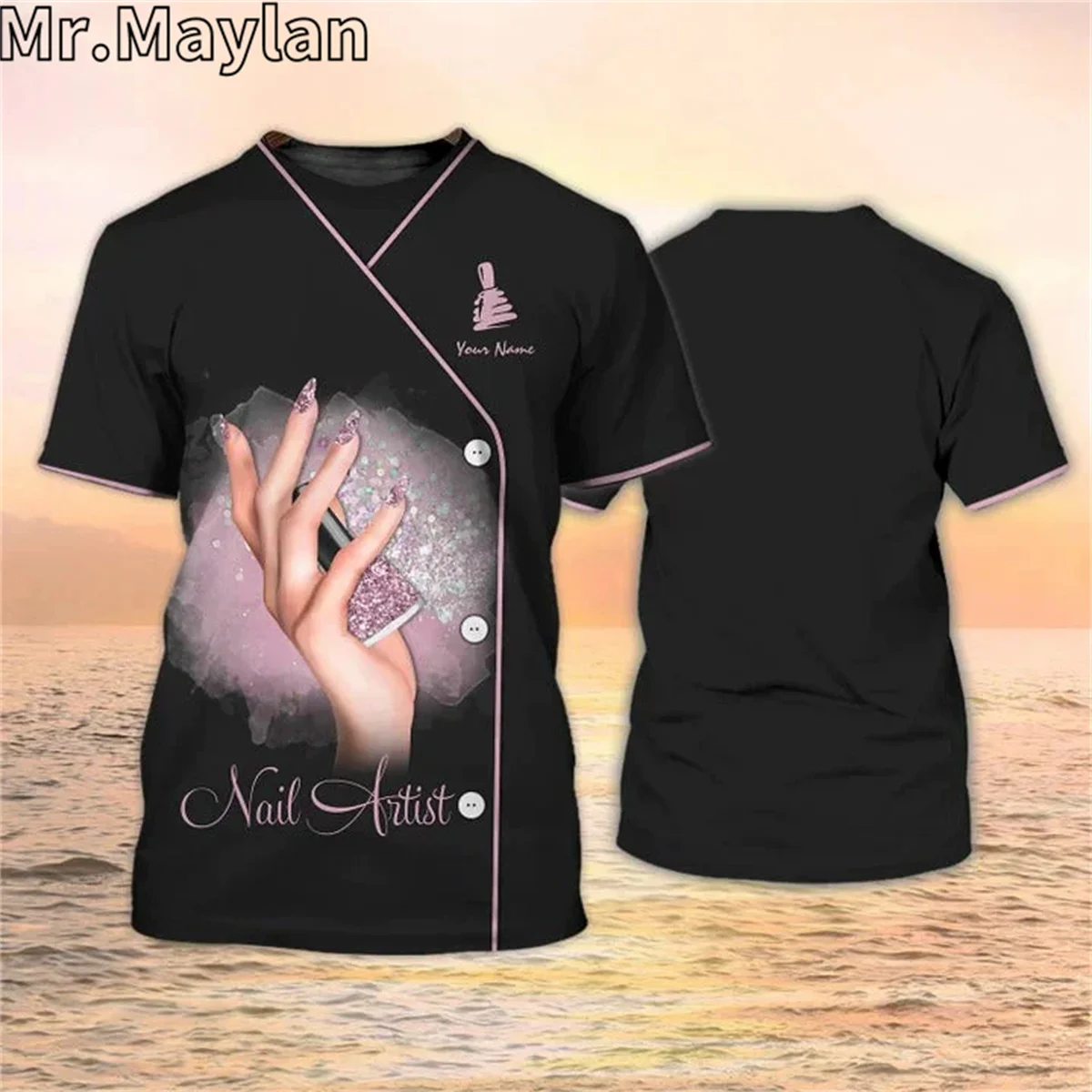 T-Shirts Top Fingernail Graphic Nail-Art Female Ladies Lady Summer Tee Make-Up-90s