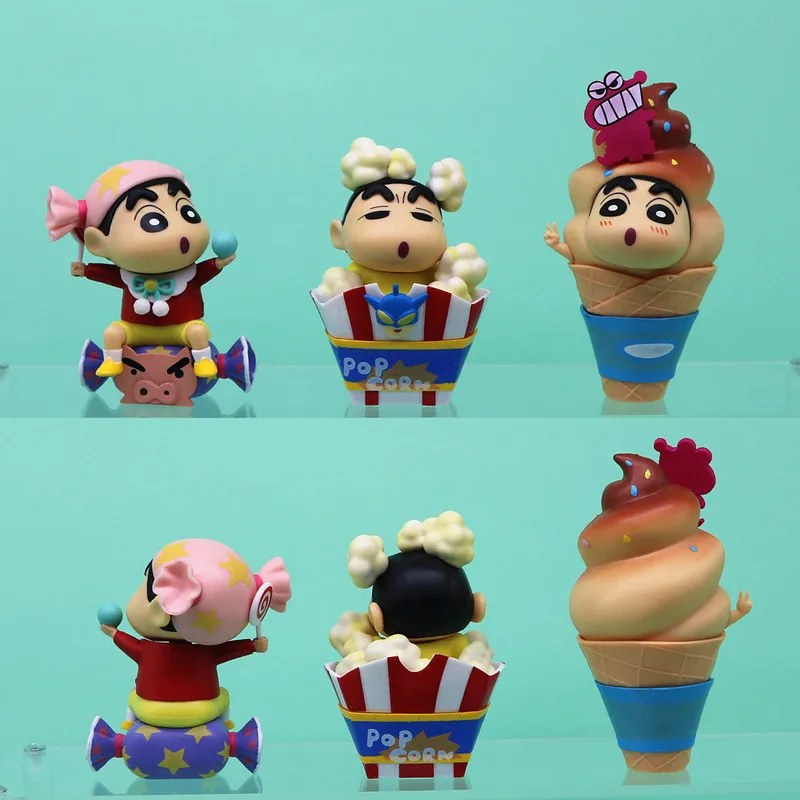 

6pcs Anime Crayon Shin-chan Kamen Doll Toys Shin Chan Figuras Kawaii Action Figure PVC Car Model Ornaments Gift for Children