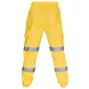 Men Road Work Pants Fashion Reflective Strip High Visibility Overalls Pants Spring Autumn Casual Splicing Solid Color Trouser 5