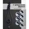 Black Shower Tub Faucet Set 7 Modes Handheld Shower Kit Dual System Luxury Rain Spa Massage Head Brass Valve 3-Way Diverter 5