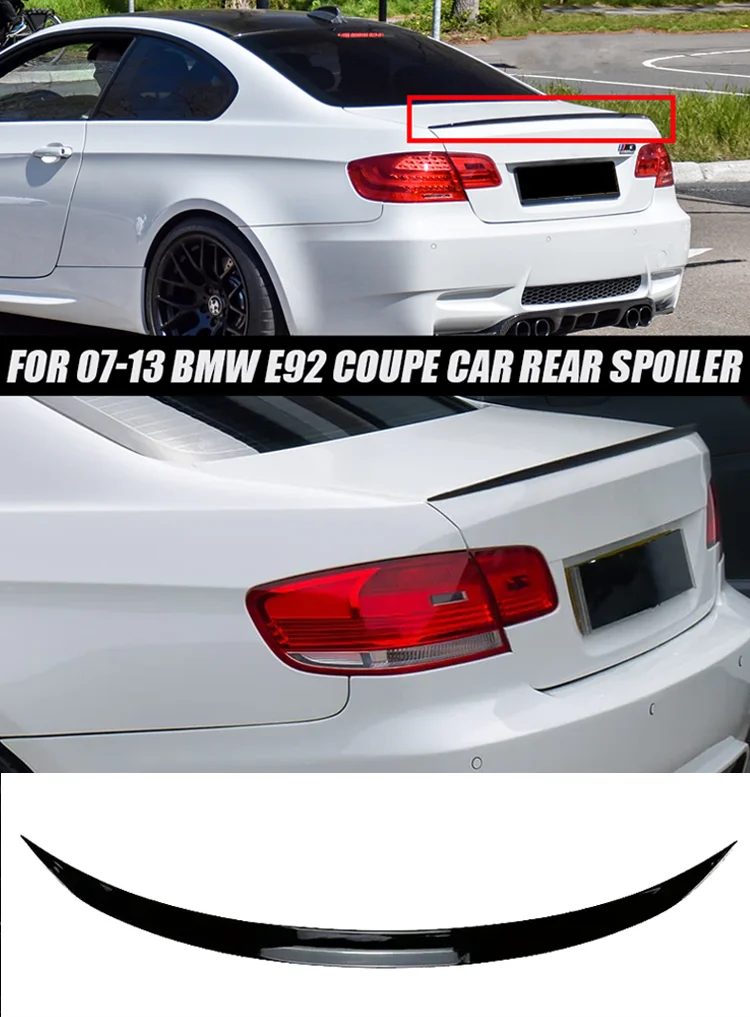 Für BMW Zubehör 3er E92 328i 335i M3 Style 2007-2013 Auto Heckspoiler Flügel Kofferraum Lippe glänzend schwarzer Gummi – Detail 1