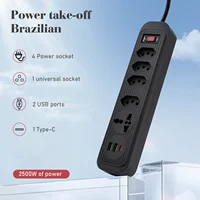 Extension Outlet, Line Filter, Power Extension, USB Socket, Plug, Water Plug, Brazil Line Filter, 100-220V,10A 5